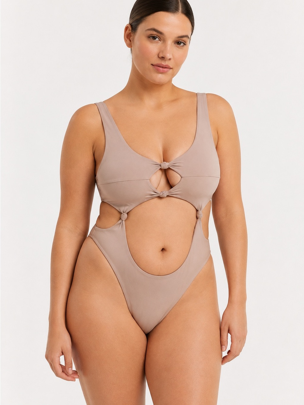 Riot Swim Kingston Cutout One-Piece Swimsuit in Light Taupe